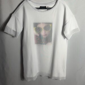 Noizz White Mesh Overlay Graphic Los Angeles Tee Size 7 NWT Summer Sunglasses